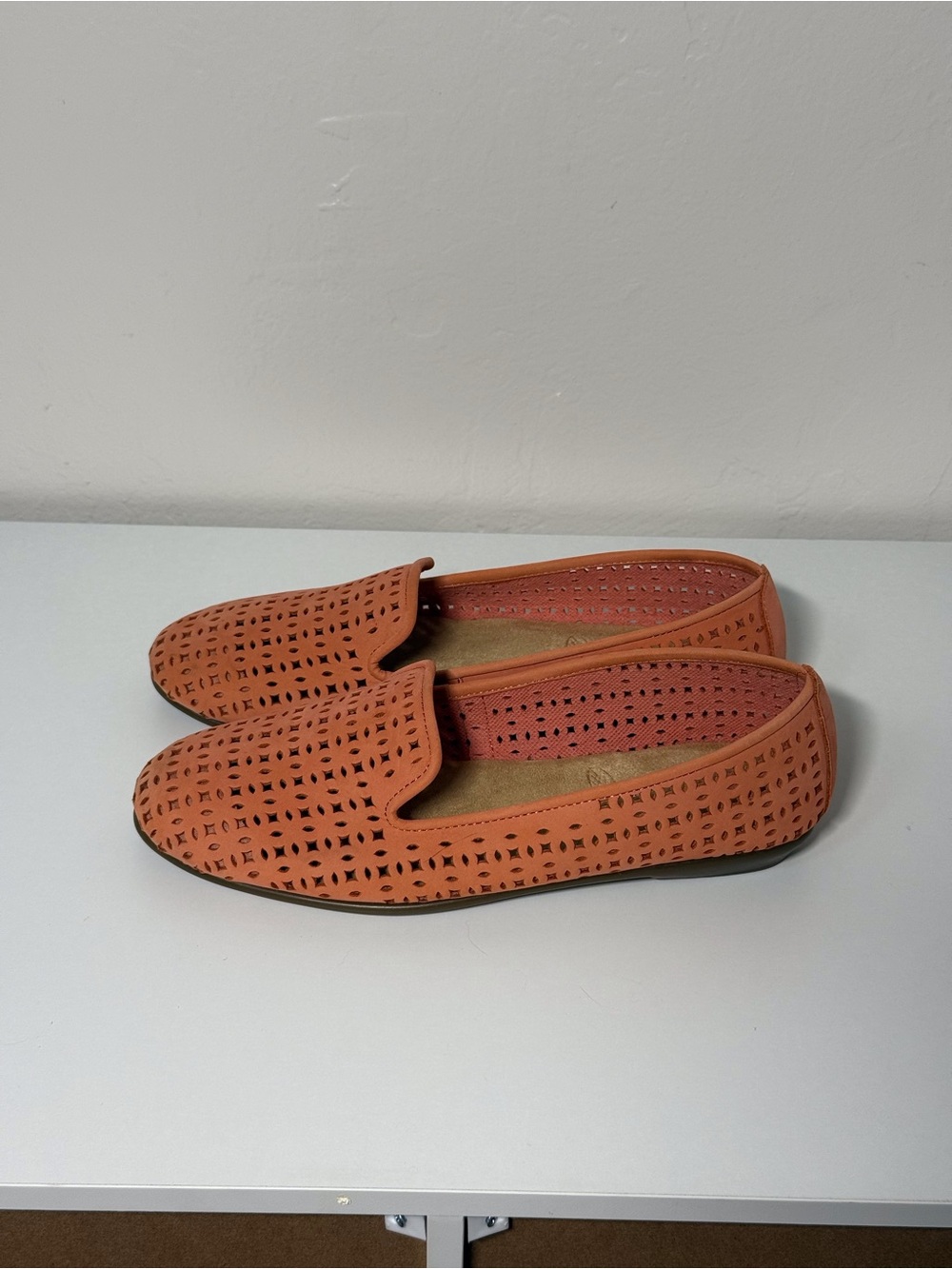 AEROSOLES Women's Perforated Slip-On Loafers in Terracotta Orange